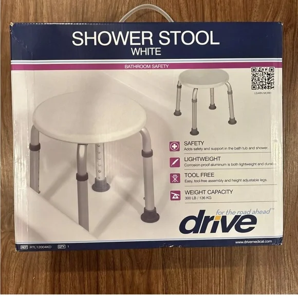 {Drive Medical} RTL12004KD Handicap Bathroom Stool, White - Picture 3 of 7